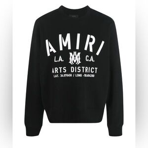 Black Crewneck with White Logo Print